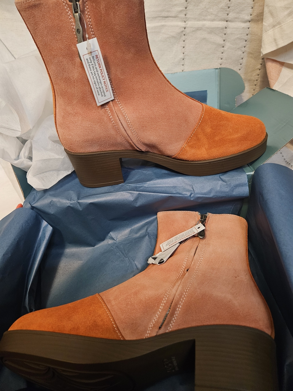 LAZO- 8 Women’s SIREN-Suede Ankle Boots in Peach Orange - Stylish Side-Zip